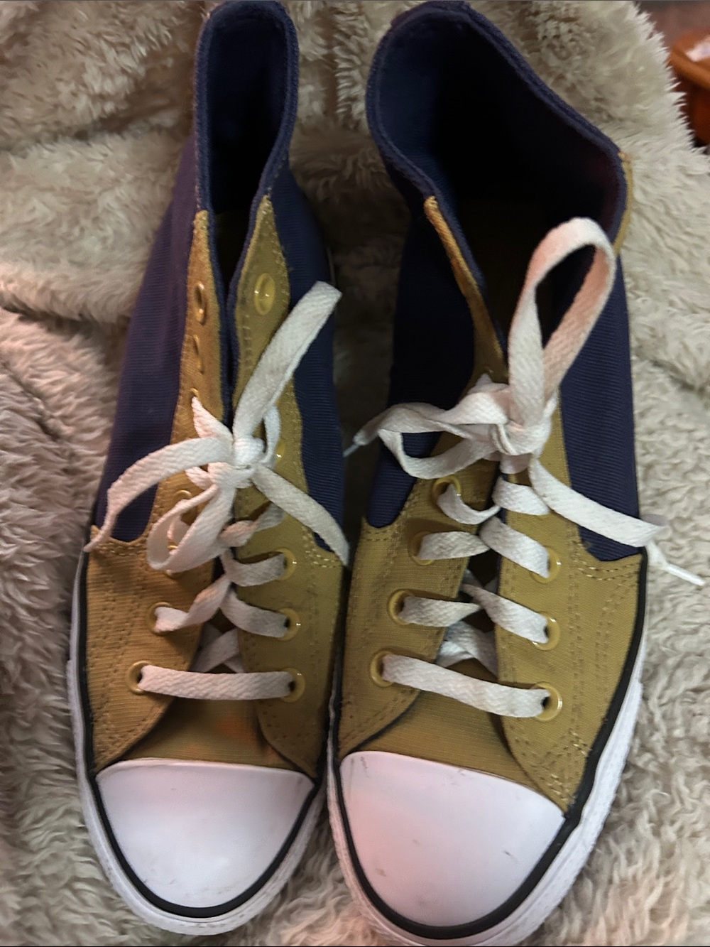 Converse Two-Tone Navy and Mustard High-Top Sneakers